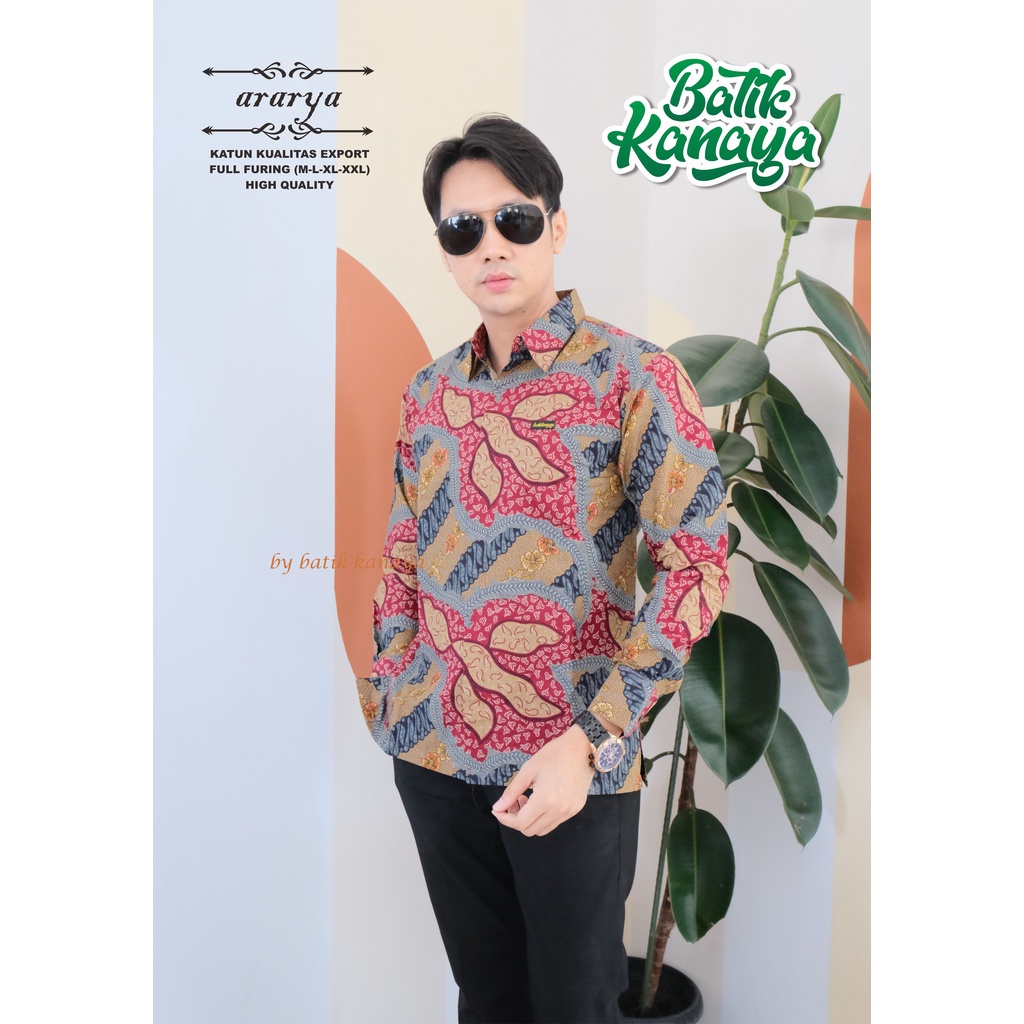 Kanaya - Baju Batik Pria Lengan Panjang Modern Full Furing Bahan Katun Kualitas Ekspor ARARYA