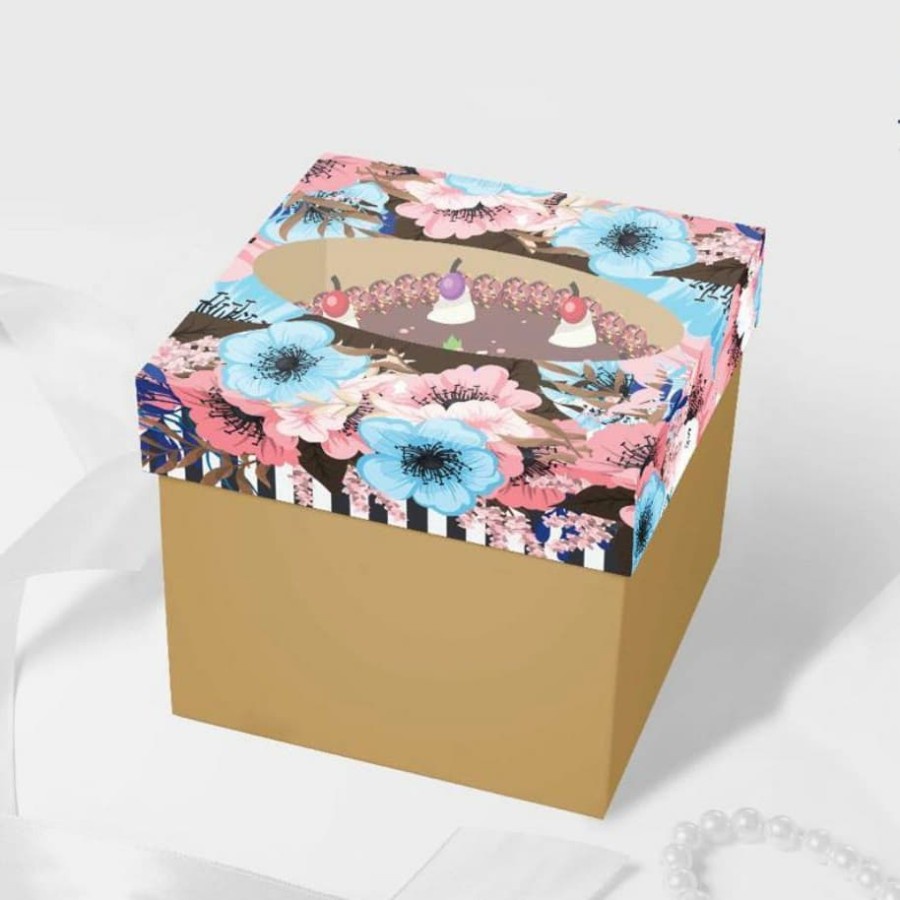 

(5pcs)Kardus Cake Motif Flower Dus Kue Tart Dus Bolu Brownies Box Lapis Legit Packaging Kotak Hampers Size 22 cm
