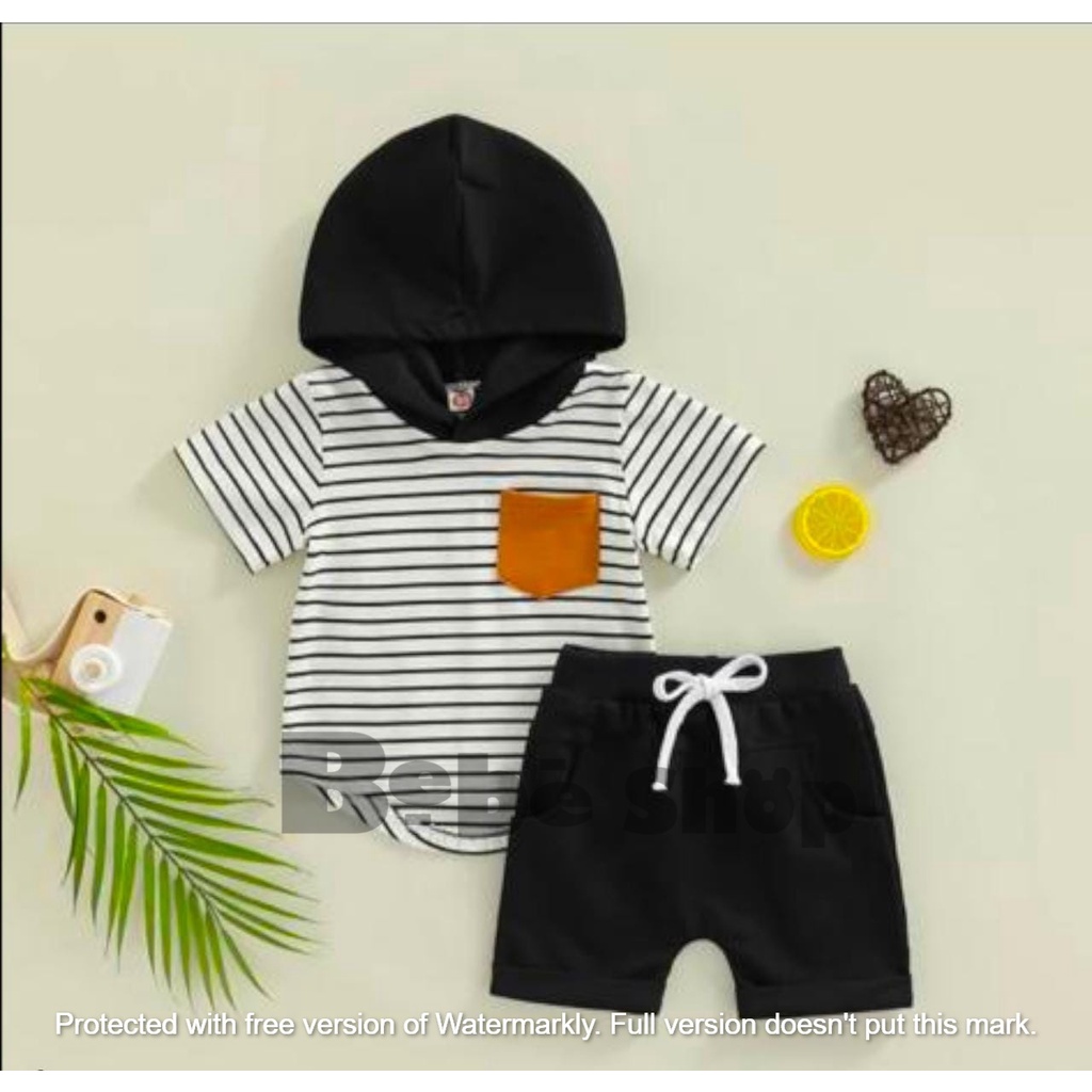 Setelan  Hoodie anak laki-lakimotif salur bahan katun usia 1 sampai 6 tahun// baju anak perempuan//baju anak laki-laki