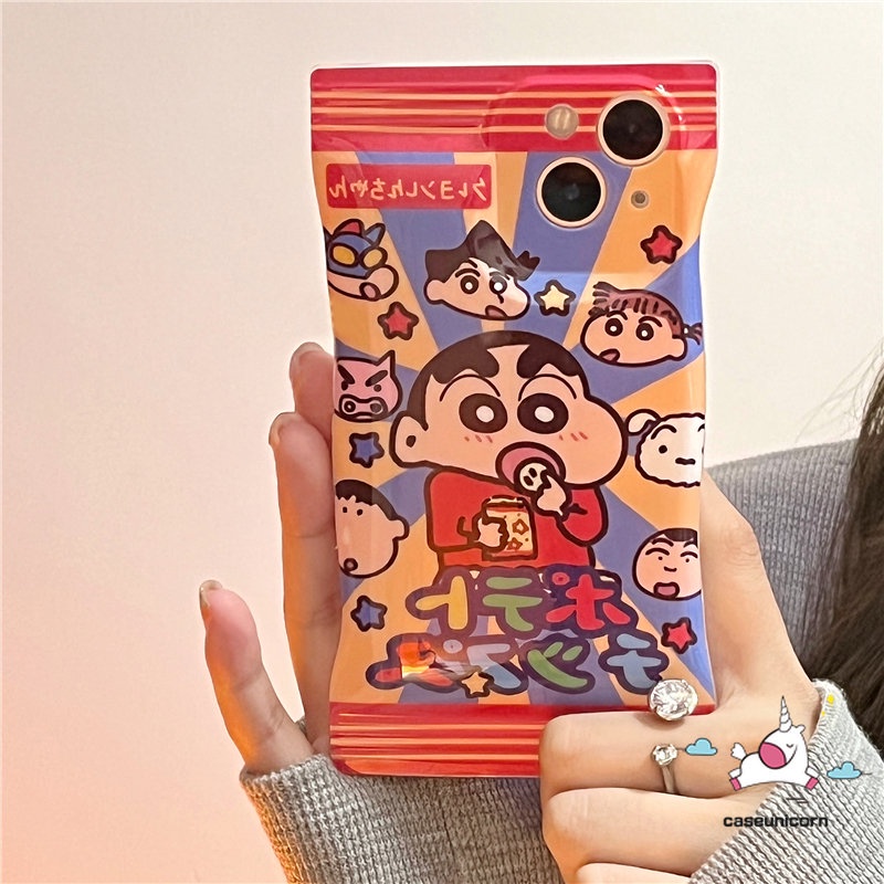Soft Case TPU Motif Kartun Crayon Shinchan Untuk iPhone 11 14 12 13 Pro Max XR X Xs Max 8 7 6 6s Plus SE 2020