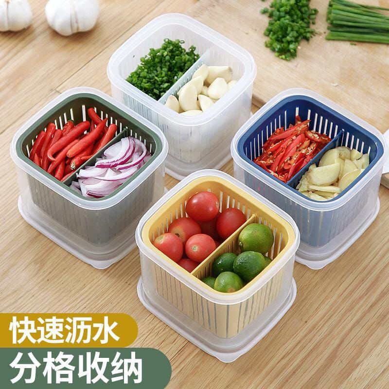 Food Organiser Strainer Kotak Makanan Jaring Anti Basah Murah Kontainer tempat saringan tempat buah tempat sayur Fridge Organizer