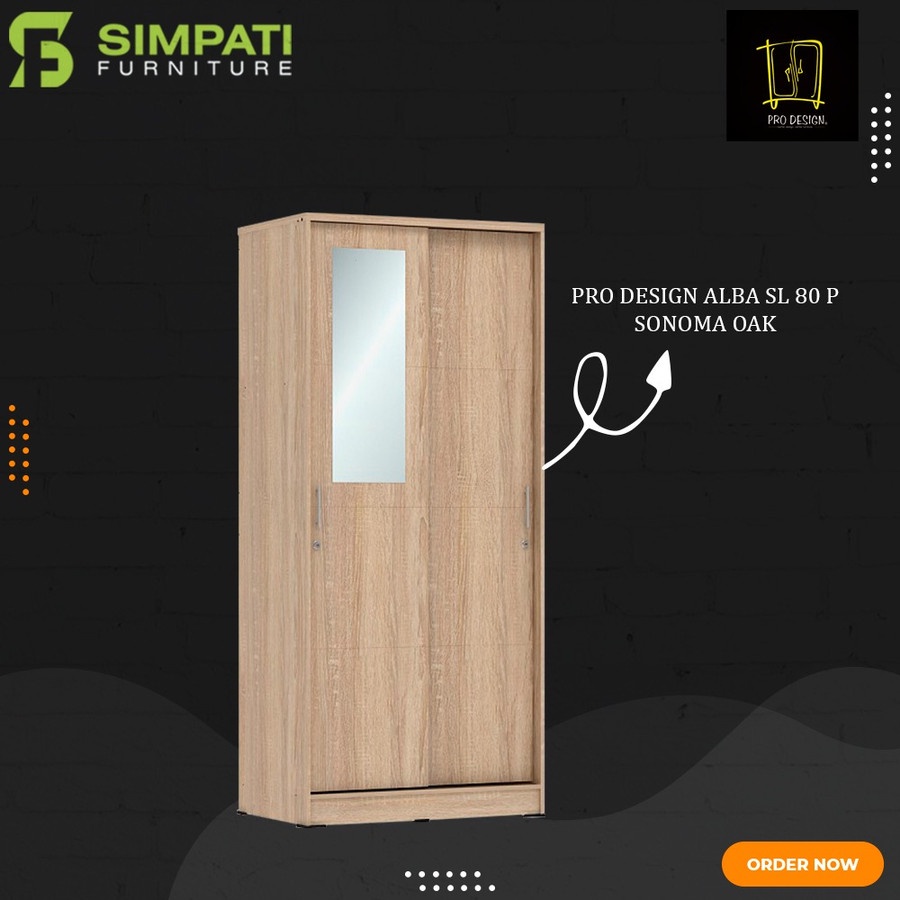Lemari Pakaian 2 Pintu Sliding Pro Design Alba SL80