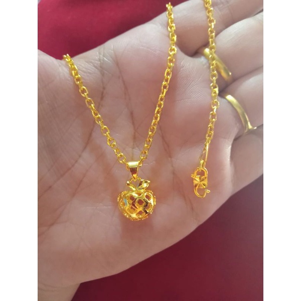 kalung Medan kecil apel anak dan dewasa lapis emas 24k