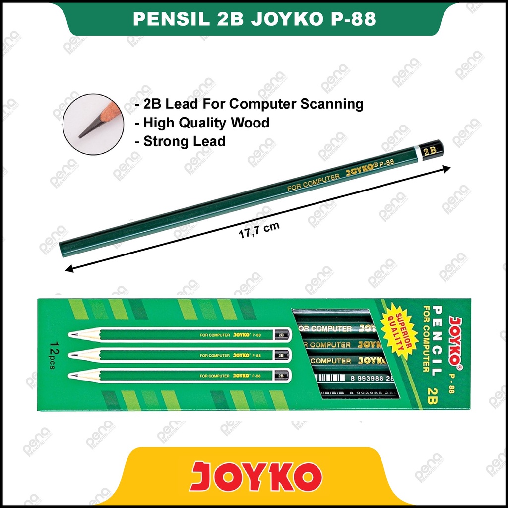 Promo Pensil 2B Joyko P - 88 Untuk Komputer Ujian Kualitas Super (1 Pack)