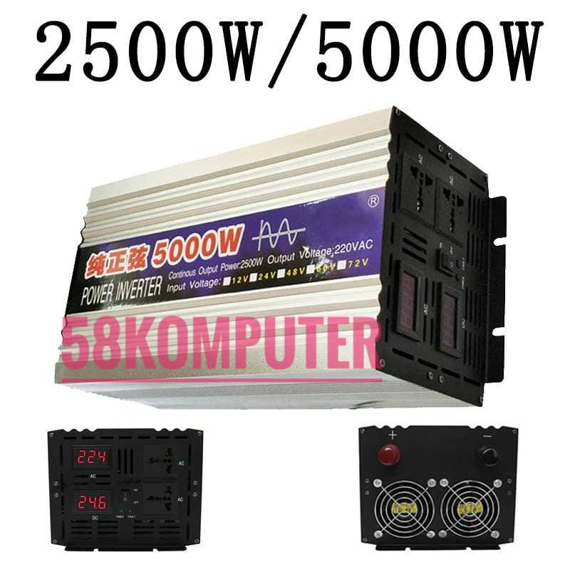 Car Power Inverter DC 12V/24V to AC 220V 6000W  Power Inverter Mobil 6000W Mengubah arus DC ke AC DC 12V/24V to AC 220V 6000W 2 USB Port LED Inverter Pure Sine Wave 6000W