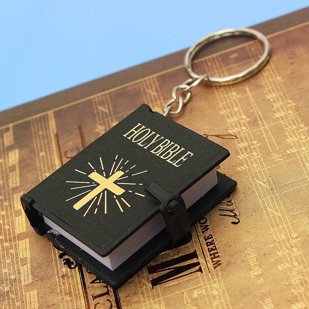 Lanfy Salib Kitab Suci Real Case Yesus Miniatur Religi Kristen Kertas Gantungan Kunci