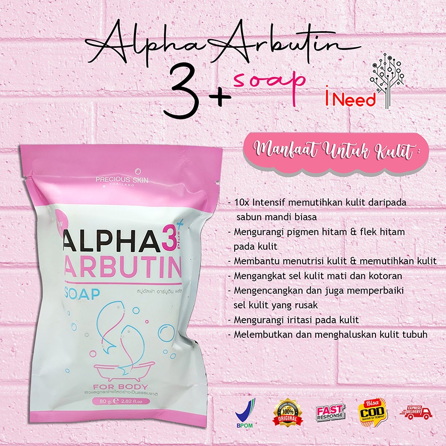 (INEED) (BPOM) ALPHA ARBUTIN SOAP 80g - Sabun Alpha Arbutin 3 plus+