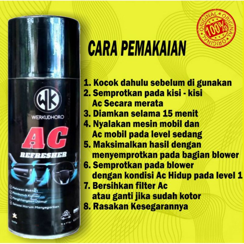 AC Refresher WK / Pembersih dan Penyegar AC / Anti Bakteri AC Cleaner Mobil 400ml