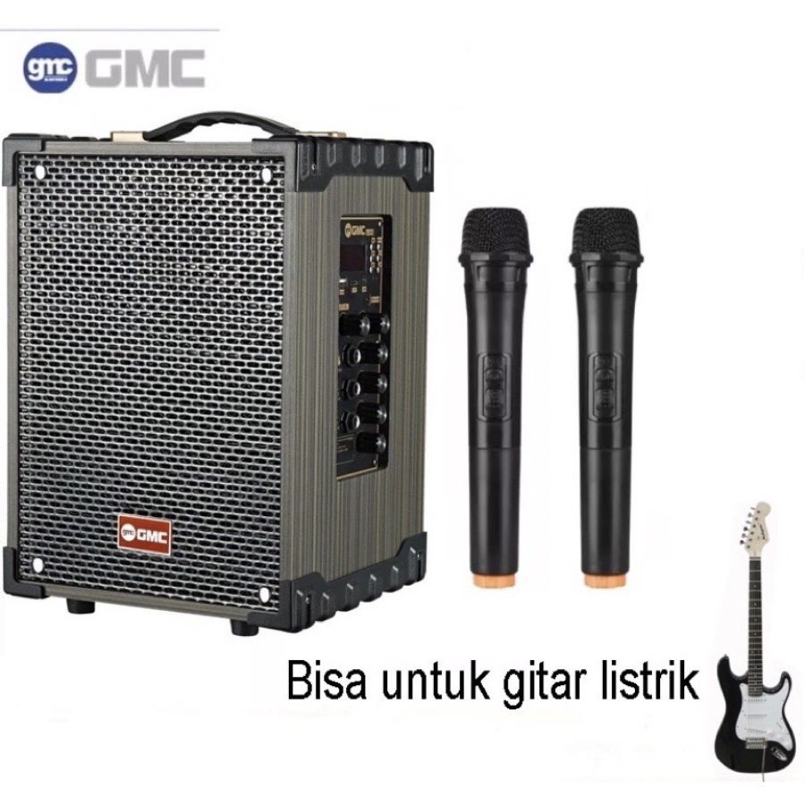 Speaker Portable Bluetooth GMC 899Q 899 Q Bonus 2 Mic Wireless Speaker Gitar Karaoke Amplimeeting