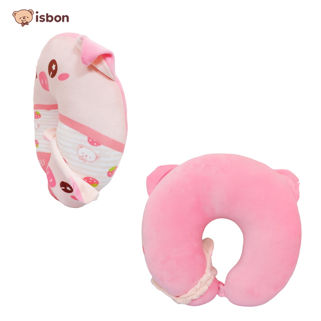 ISTANA BONEKA Bantal Leher Karakter Pinguin grey sweet dream dan Pig Piggy 2 in 1 Penutup Mata Eye Mask Nyaman Digunakan Mudah Dibawa untuk travelling