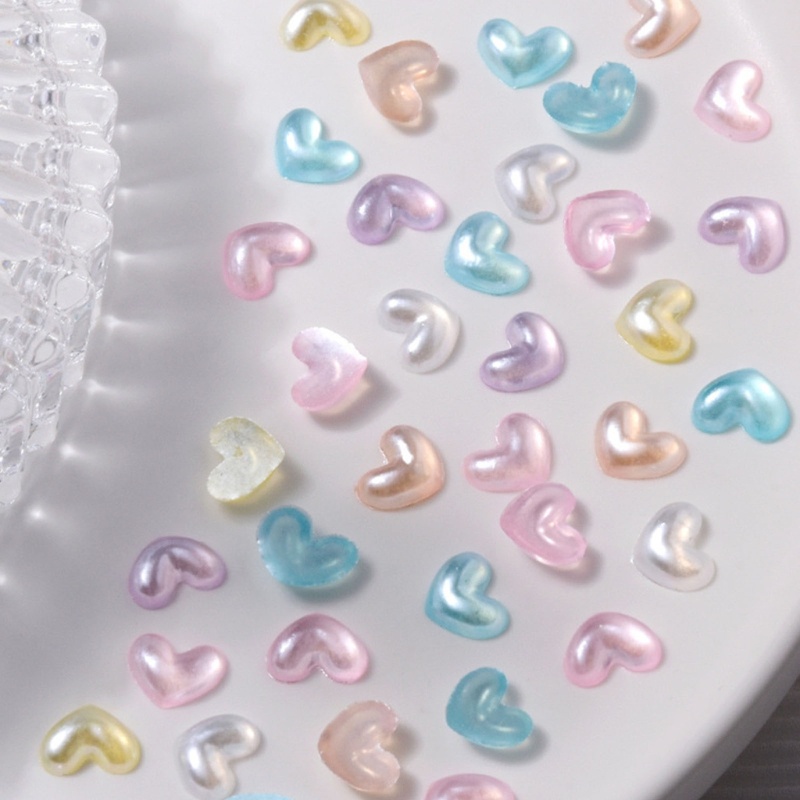 Zzz 50Pcs / Set Hiasan Kuku Bentuk Hati / Beruang Aksen Berlian Imitasi Bahan Resin Untuk Nail Art / Manicure