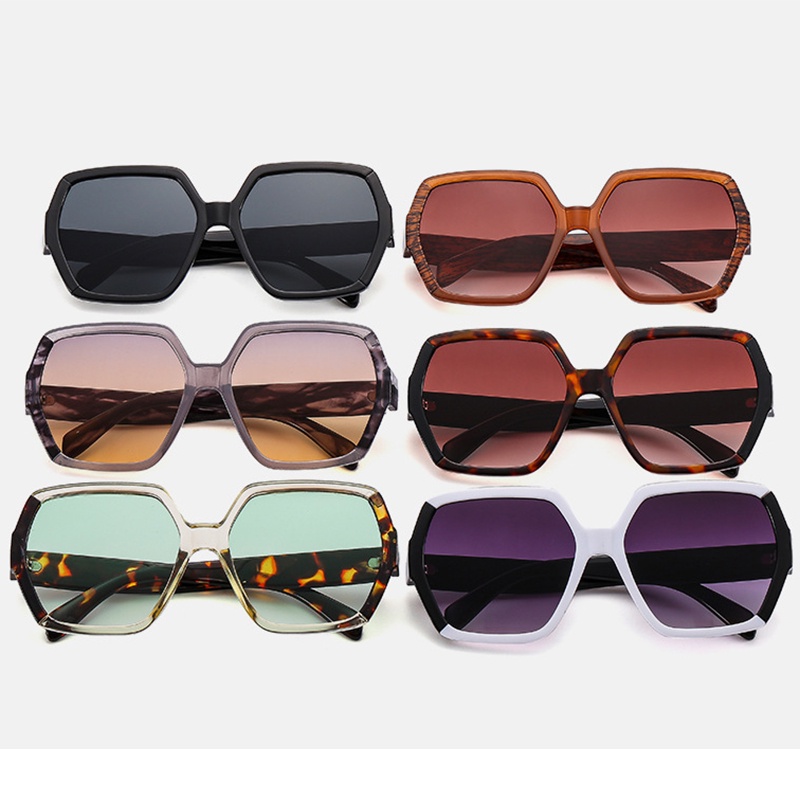 (YUZHU) Kacamata Hitam Frame Asimetris Oversized Gaya Barat / Casual / Musim Panas Untuk Pria / Wanita