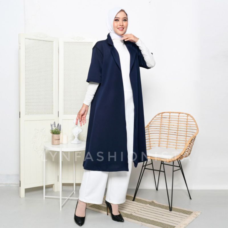 LYNFASHIONISTA-INARA BLAZER WANITA MUSLIM SCUBA PREMIUM TEBAL ADEM/938