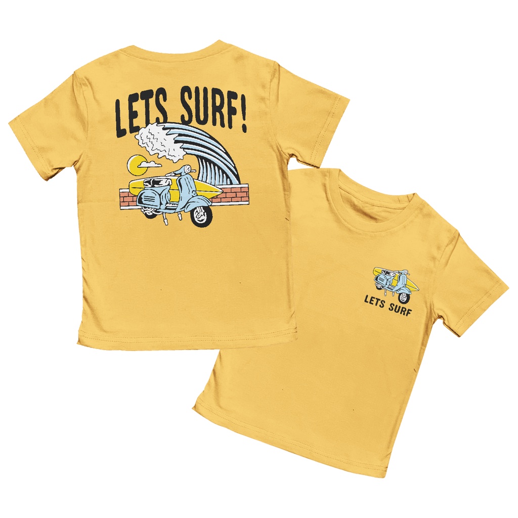 Kaos Anak Unisex Laki-Laki Perempuan Baju Kaos Pantai Motif Surf