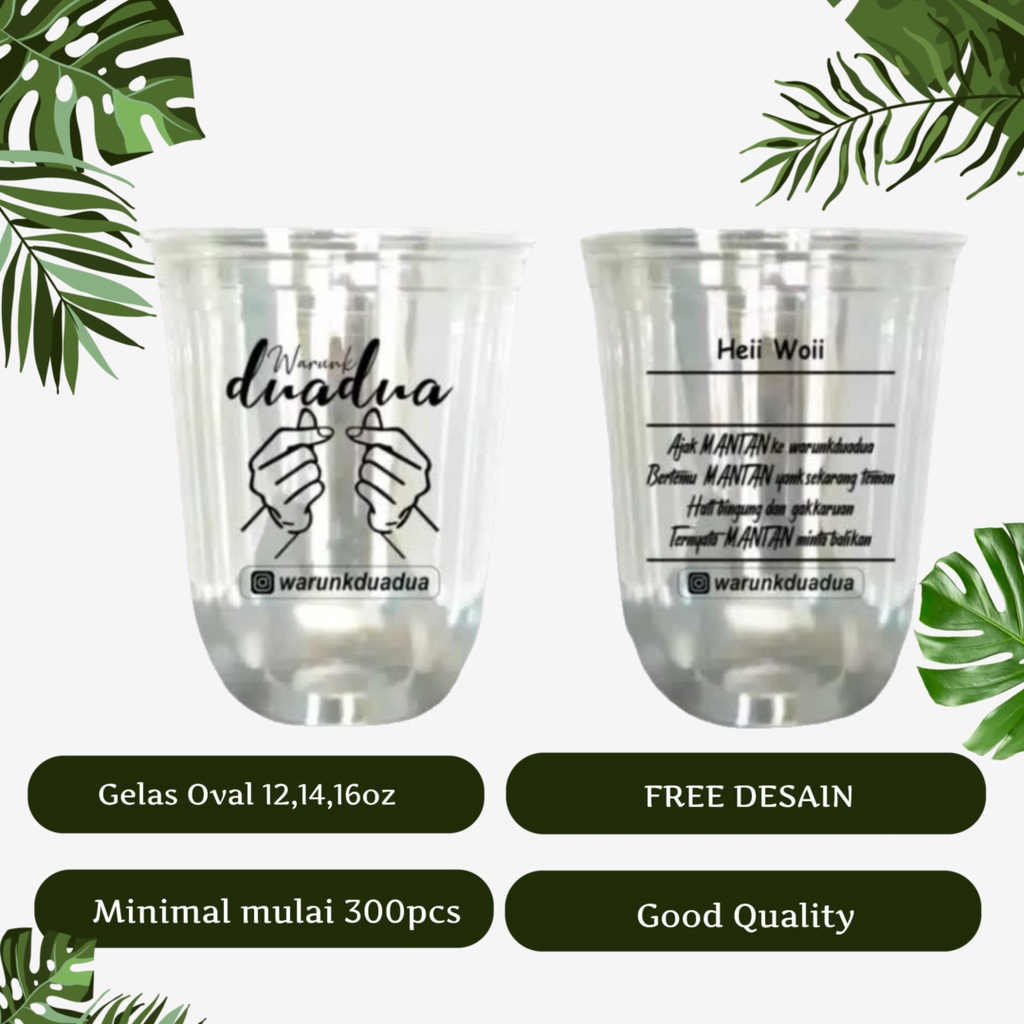 SABLON CUP 12 OVAL/Sablon Gelas Plastik Oval 12oz merk HOK/Sablon Cup Oval 12oz