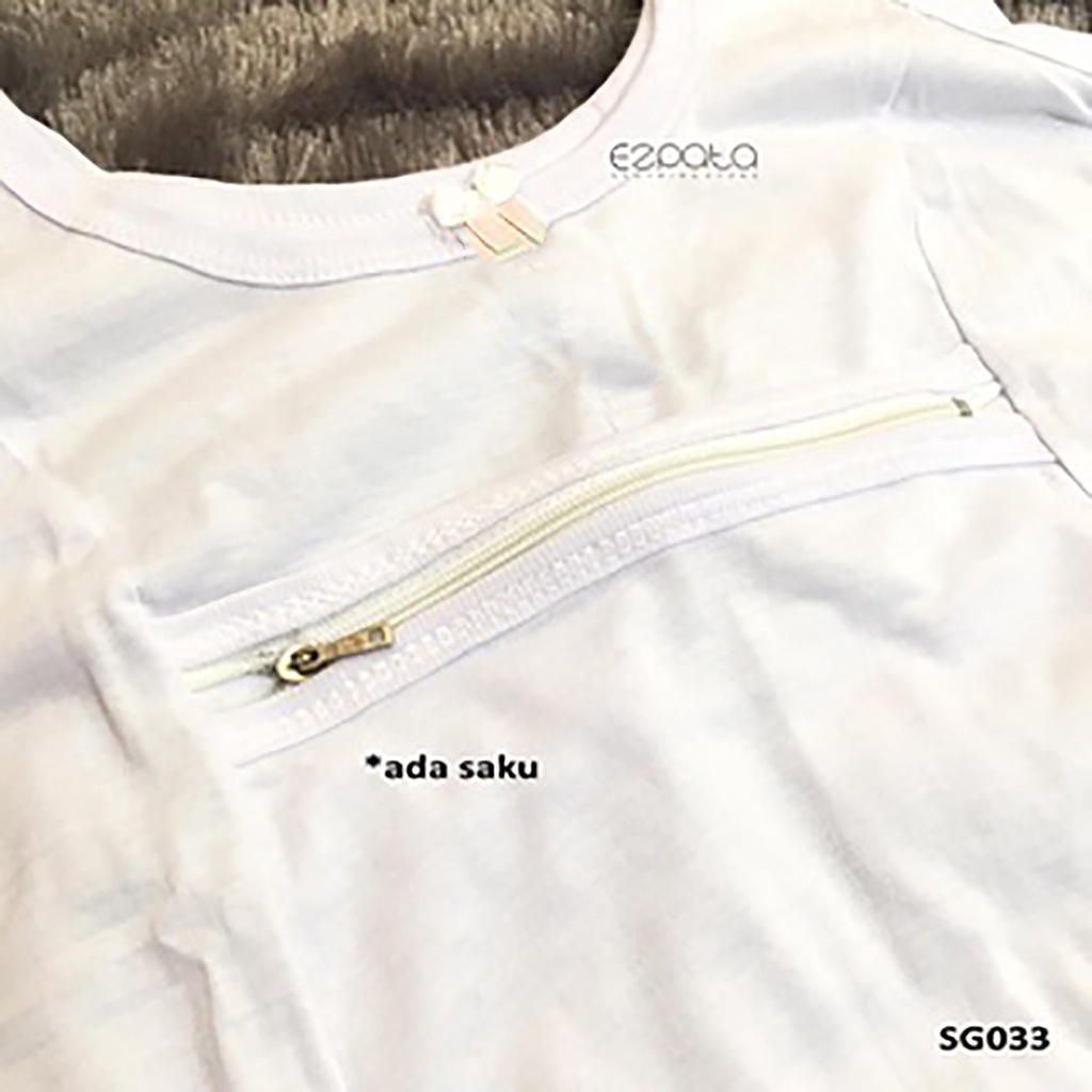Ezpata Kaos Dalam Haji Singlet Resleting Perlengkapan Umroh Warna Putih Polos Unisex Pria Wanita Untuk Menyimpan Uang Murah Bekualitas