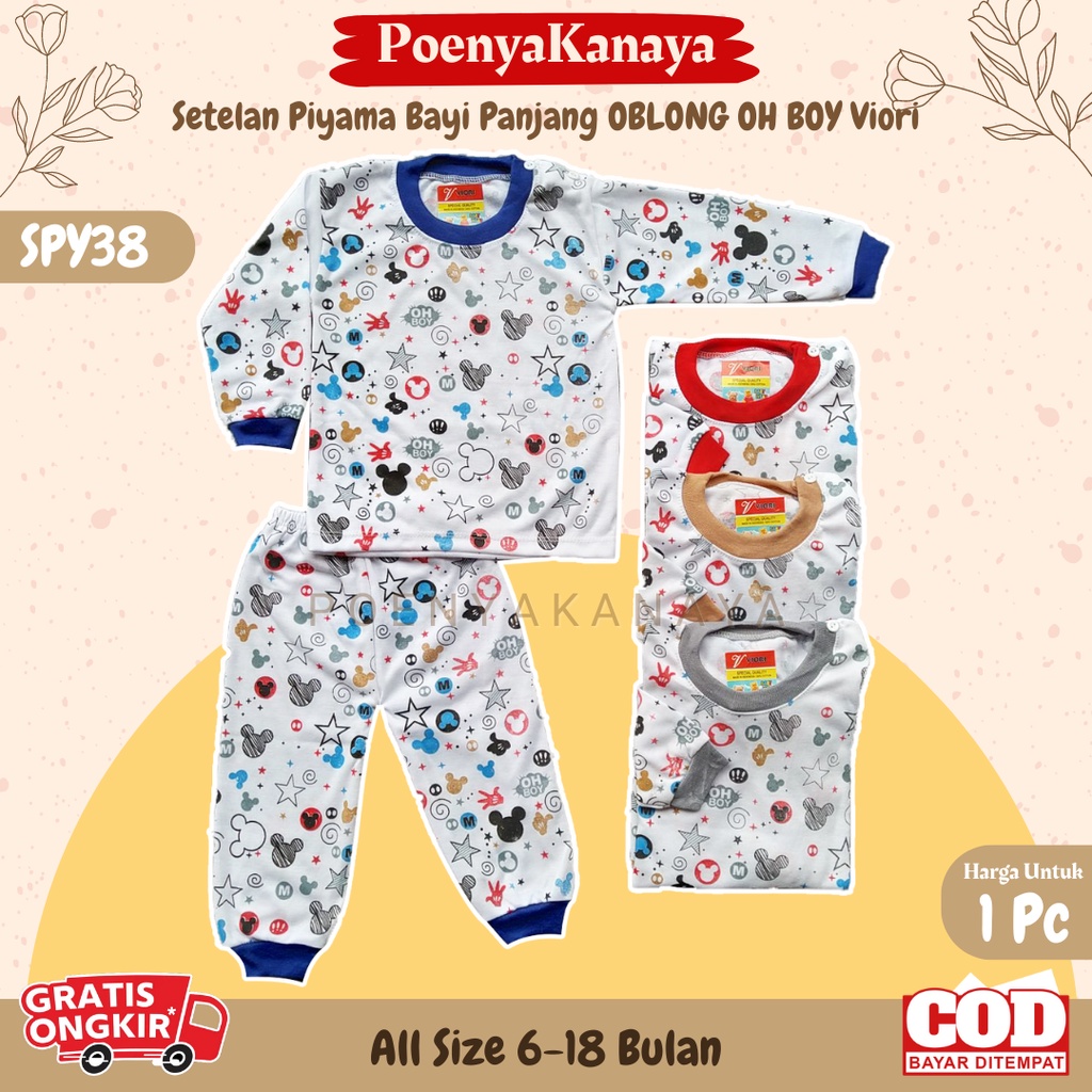 Setelan Baju Bayi Piyama Bayi Panjang OBLONG OH BOY Viori 6-18 Bulan SPY38