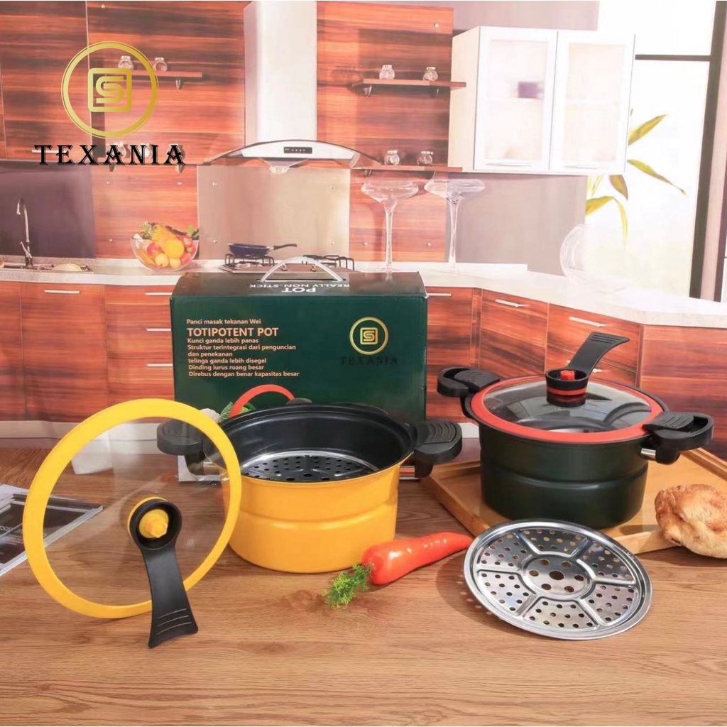 (TEXANIA) Panci Kukus presto/Kukusan dan Presto Pot Totipotent 3.5 Liter