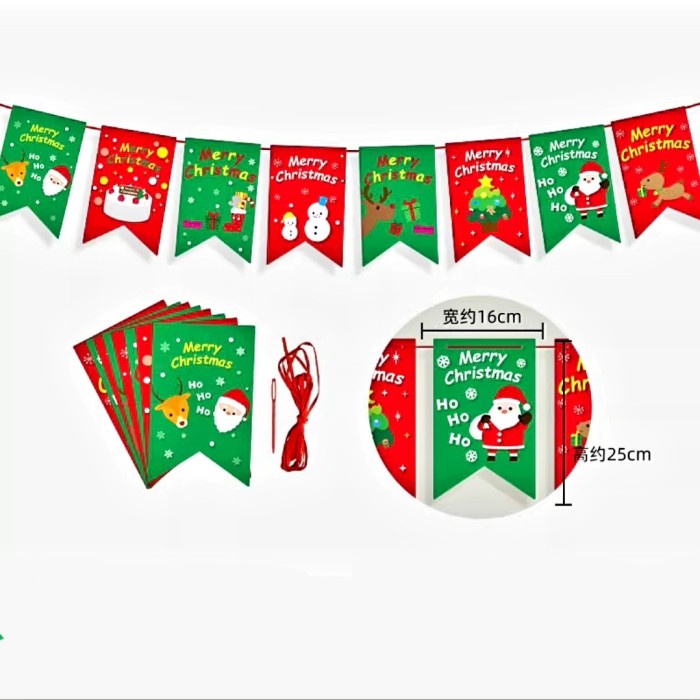 Set Garland Natal 3D Spanduk Banner Merry Christmas Dekor Hiasan Natal Hiasan Natal Harga Grosir Termurah