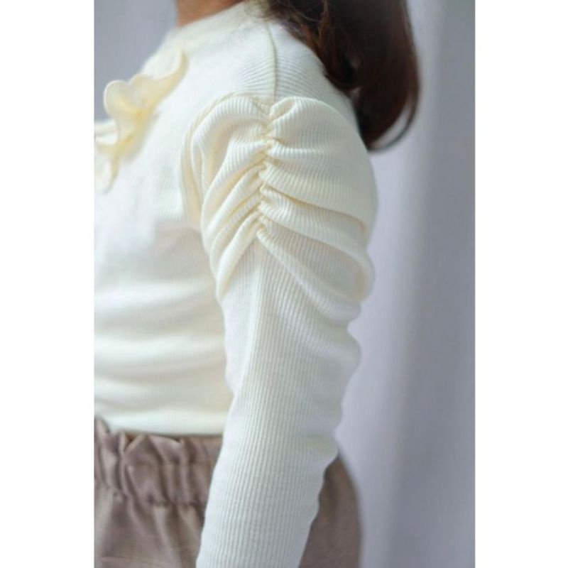 Baju Anak Perempuan RUFFLE LONGSLEVEE Knit tee Rib 1-5 Tahun