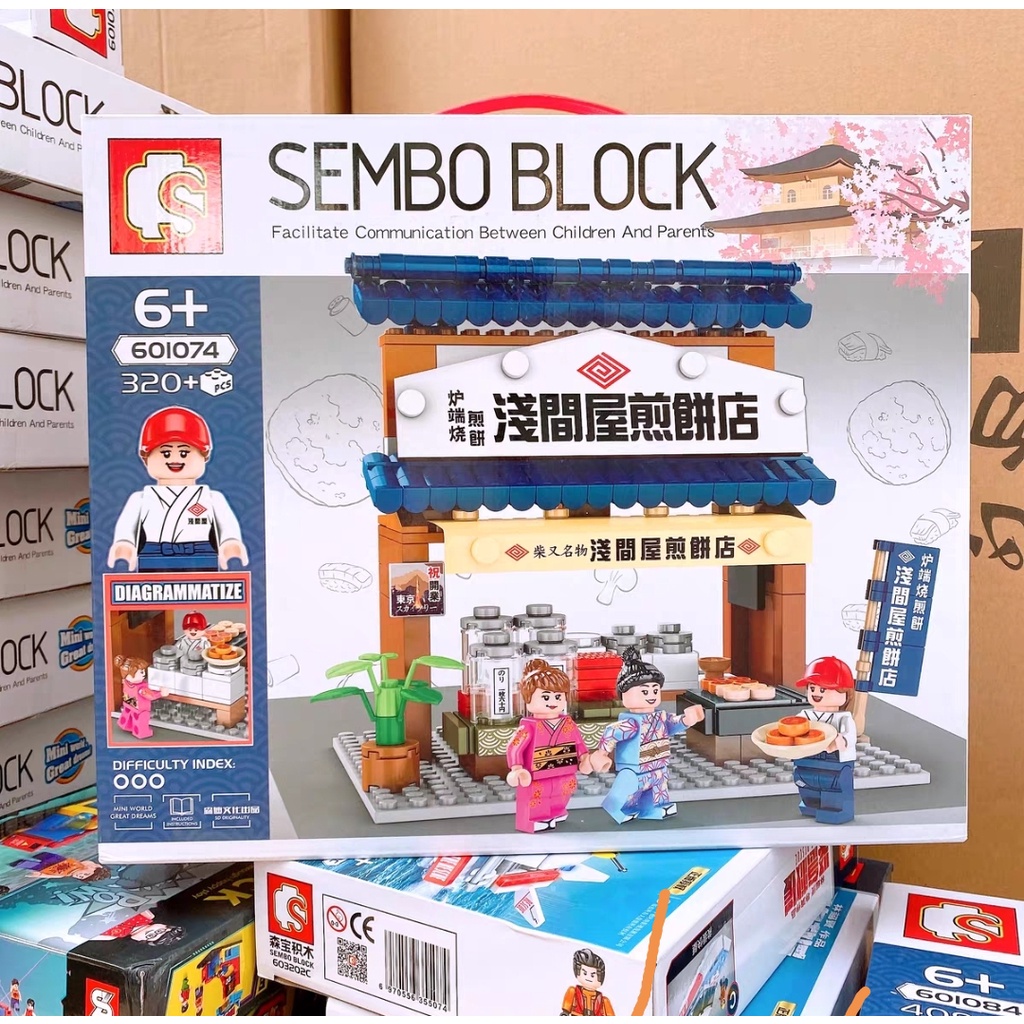 Sembo Block diorama jepang 601074 kios senbei bricks