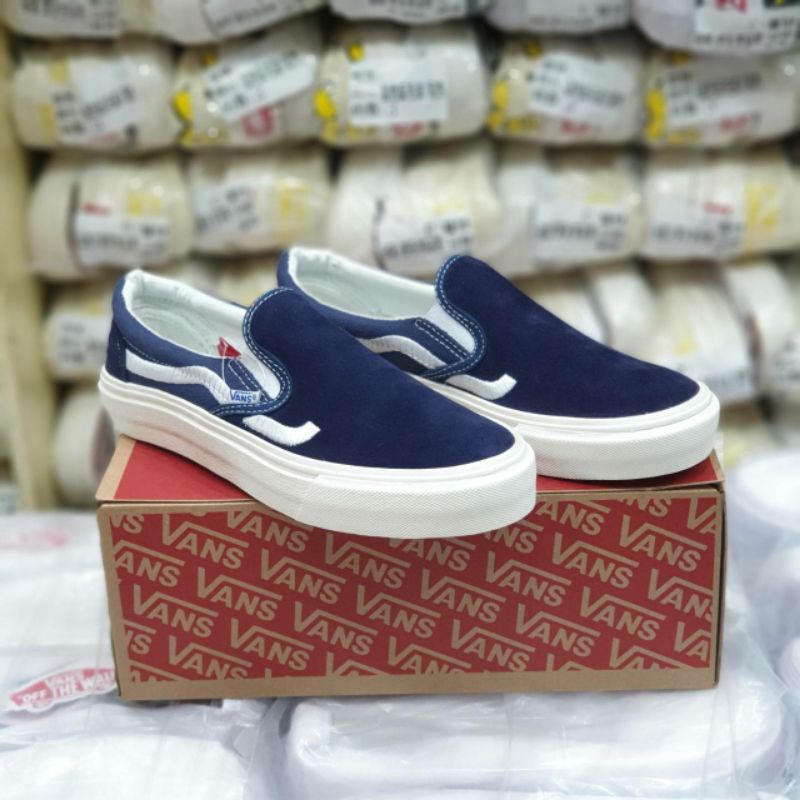 Sepatu Vans Slip on Sidestripe Navy Premium Grade Original Unisex Pria Wanita