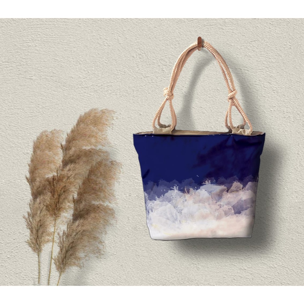 tote bag canvas resleting Tali sumbu - Totebag resleting tali sumbu