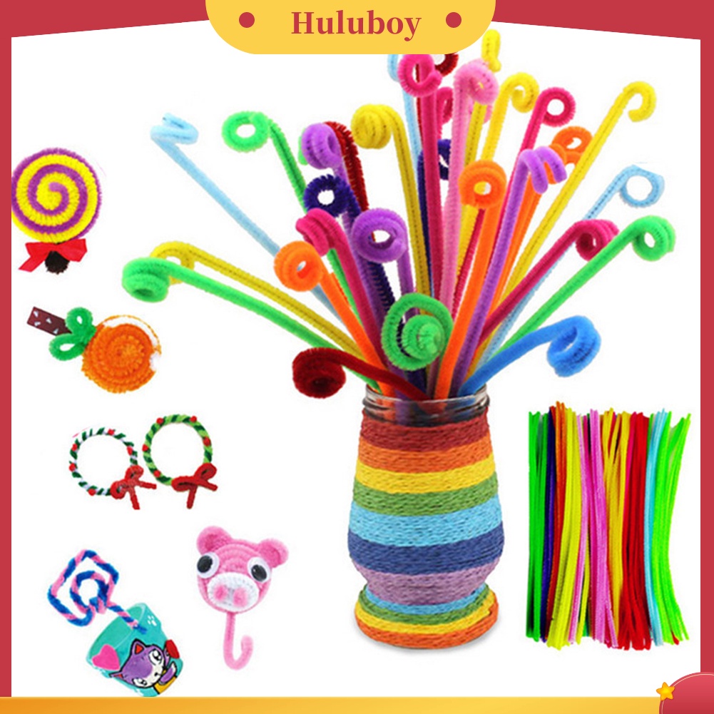 Huluboy 100Pcs Colorful Chenille Batang Pembersih Pipa DIY Seni Kerajinan Pengembangan Mainan Anak