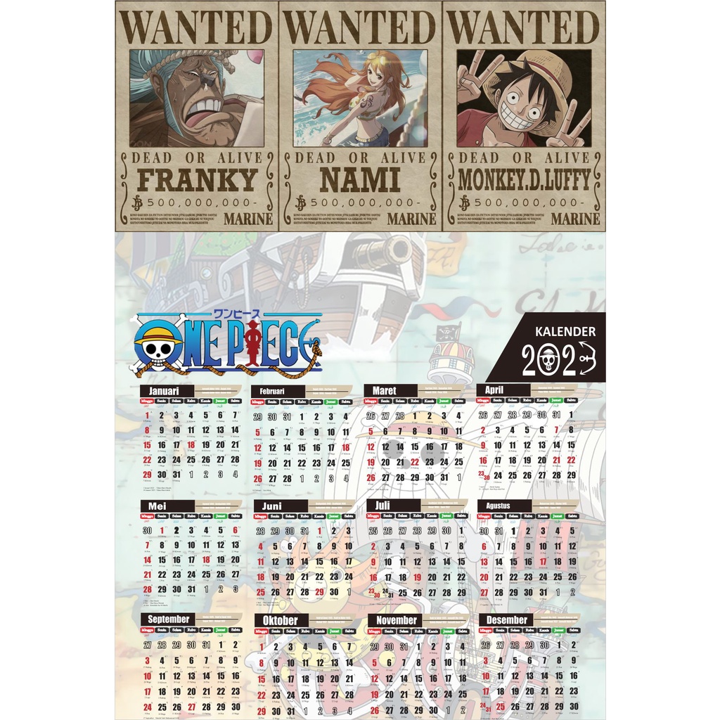 

POSTER KALENDER ANIME [ ONE PIECE ] - kalender poster - kalender 2023 custom