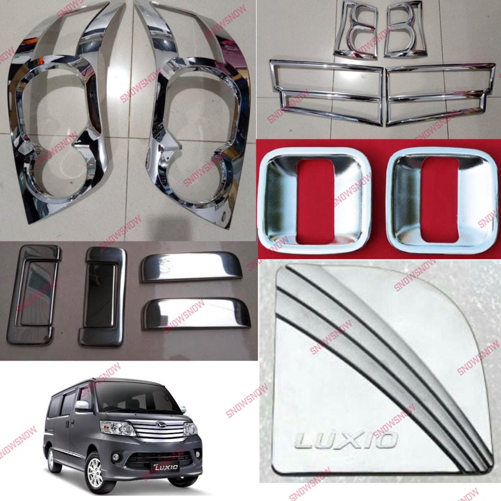 Paket Garnish Lampu Depan Belakang Outer Handle Tank Cover Luxio Chrome