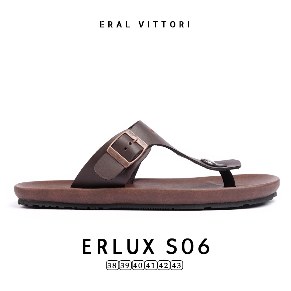 Eral Vittori - Erlux S06 Sandal Pria Kulit Harian Santai Coklat