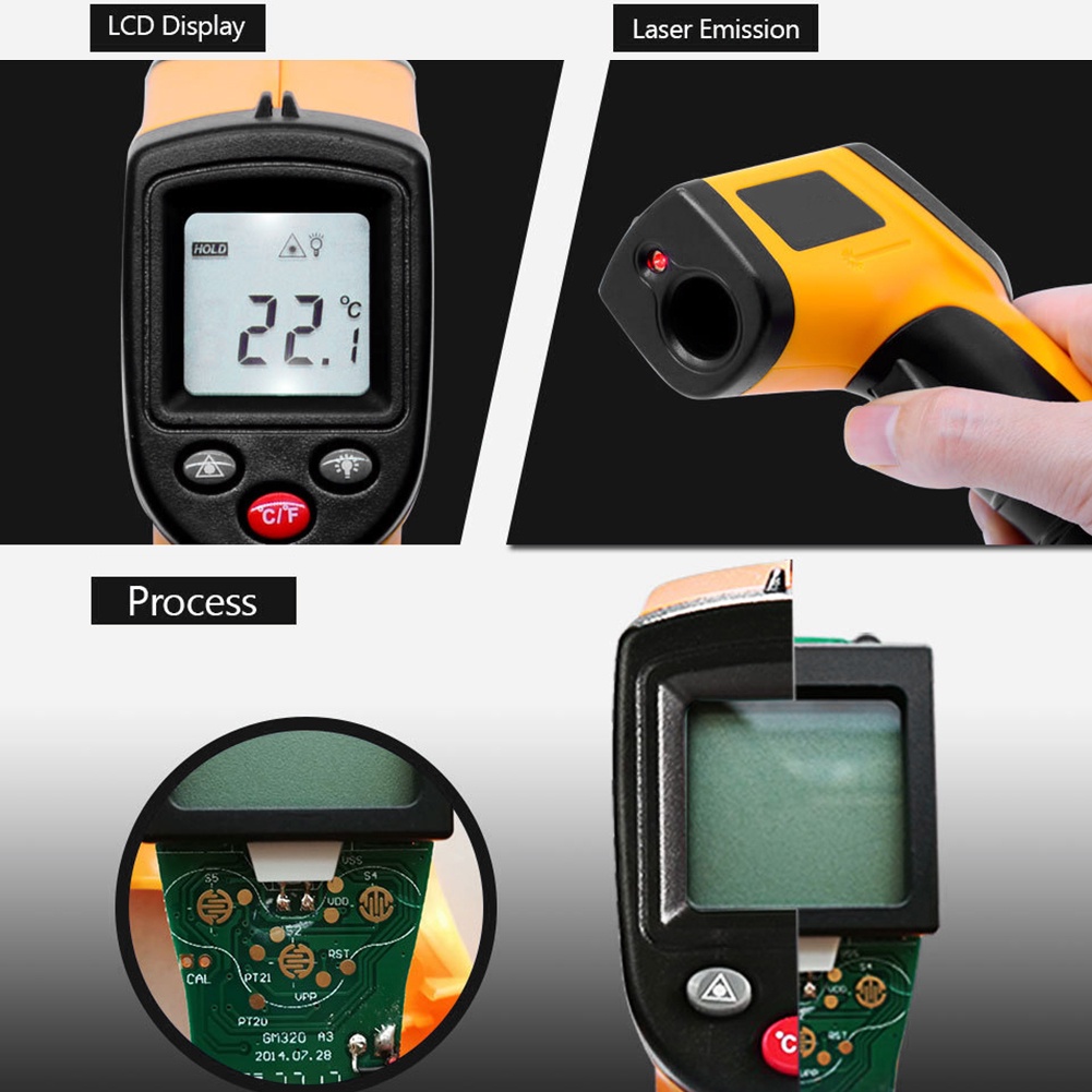 GM320 Thermometer Infrared Digital Termometer Industri IR Infra Red Laser Tembak Thermo Termo Gun