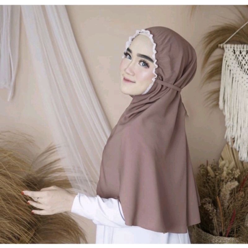 Bergo maryam plisket renda kerut || jilbab instan