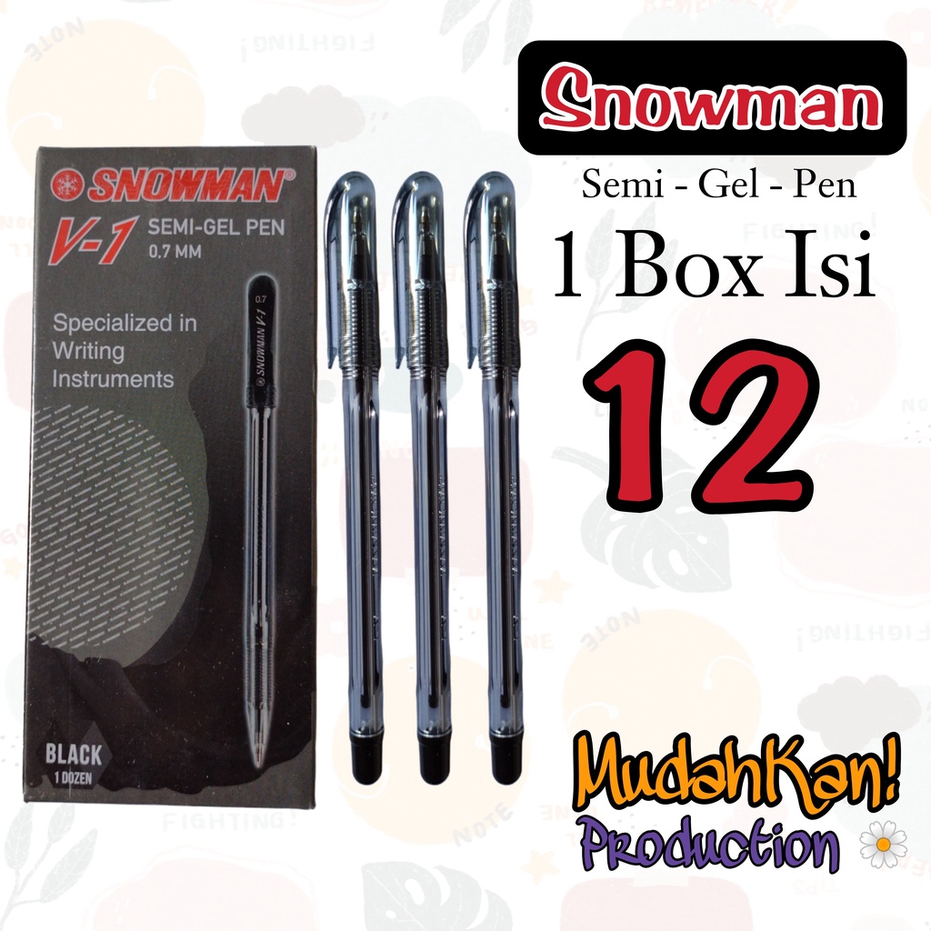 

SNOWMAN V-1 HITAM [ 1 BOX ISI 12] dan [ 1 BOX ISI 6 ] pulpen snowman / pulpen hitam / pulpen semi gel