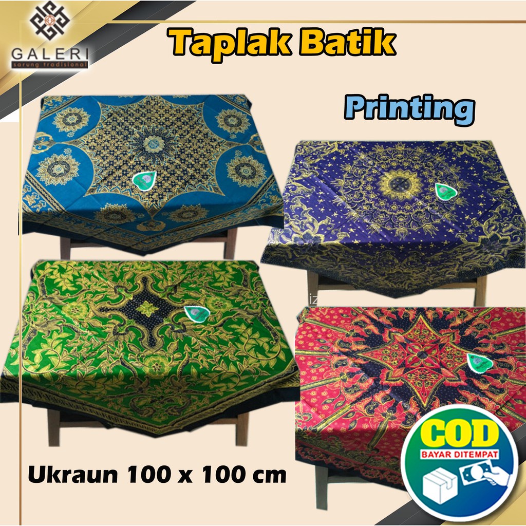 Taplak Meja Merak Manis Batik Segi Empat Tamu Guru Sekolah 100cm X 100cm