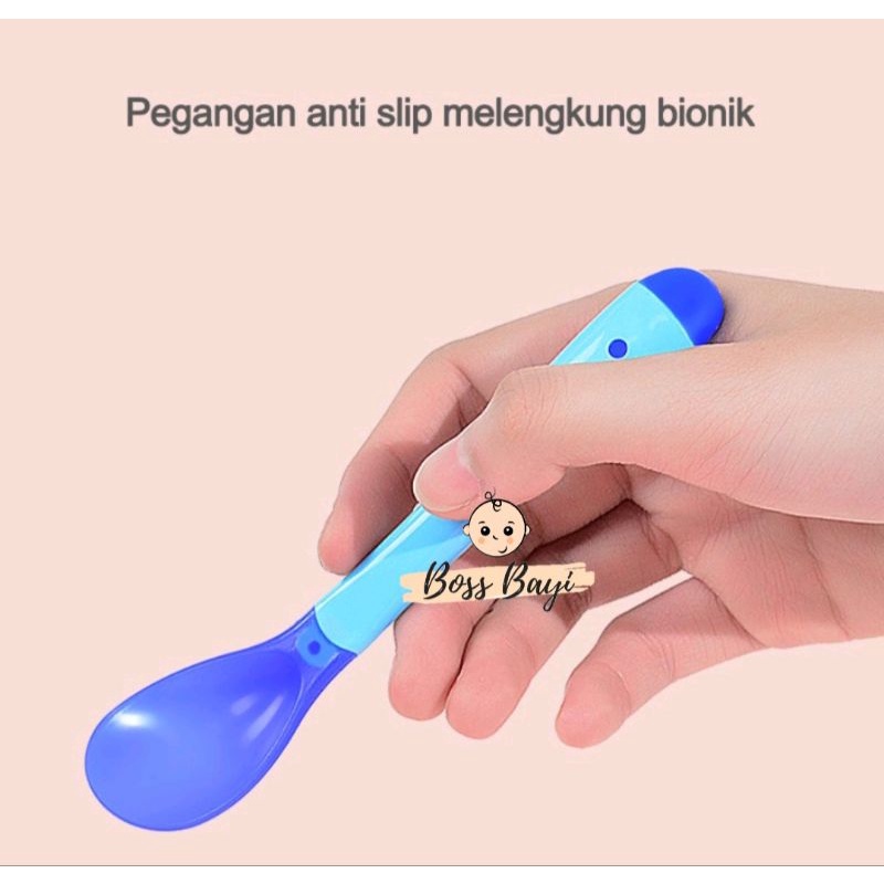 BOSS BAYI - Sendok Garpu Silikon Sensor Suhu