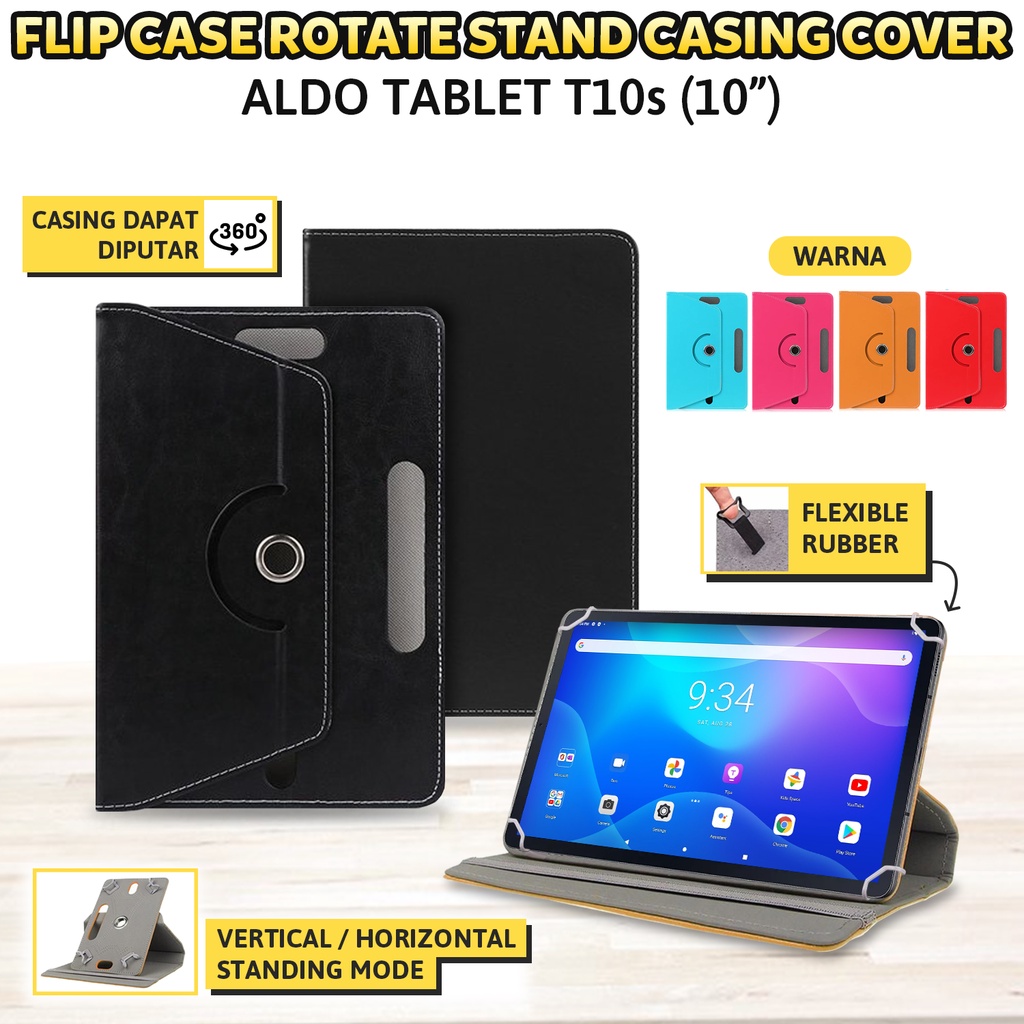 Aldo Tab T10s T10 Tablet 10 inch Sarung Casing Rotary Flip Case Cover PU Leather Bookcover Flipcase 
