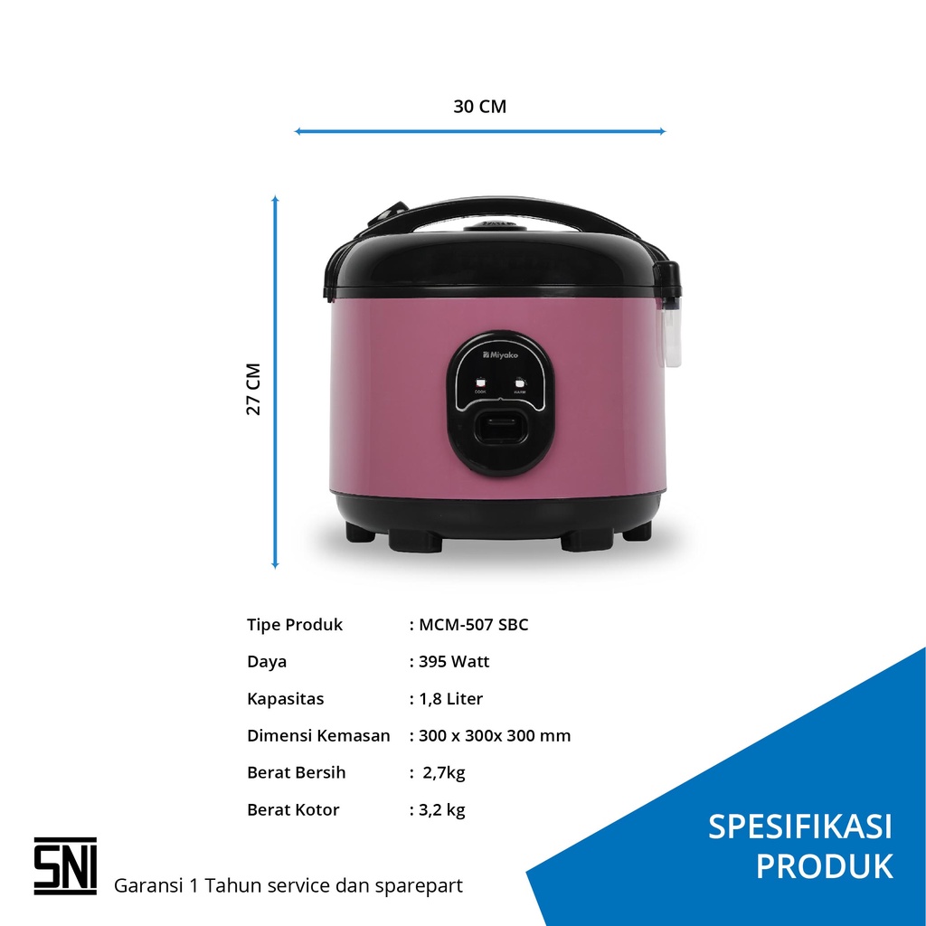 Magic Com / Rice Cooker Miyako 507 1.8 Liter Anti Lengket Bagus Murah Berkualitas Garansi Resmi