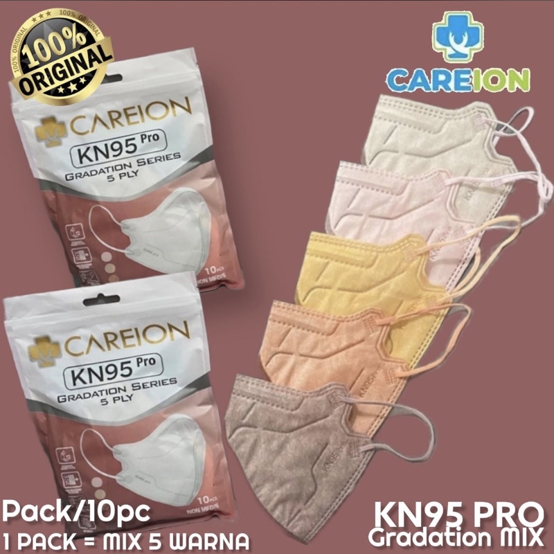 Masker Kn95 5ply Pro Careion Gradation Shrimpink Series Mix 5 Warna Dalam 1 Pack Isi 10 pcs