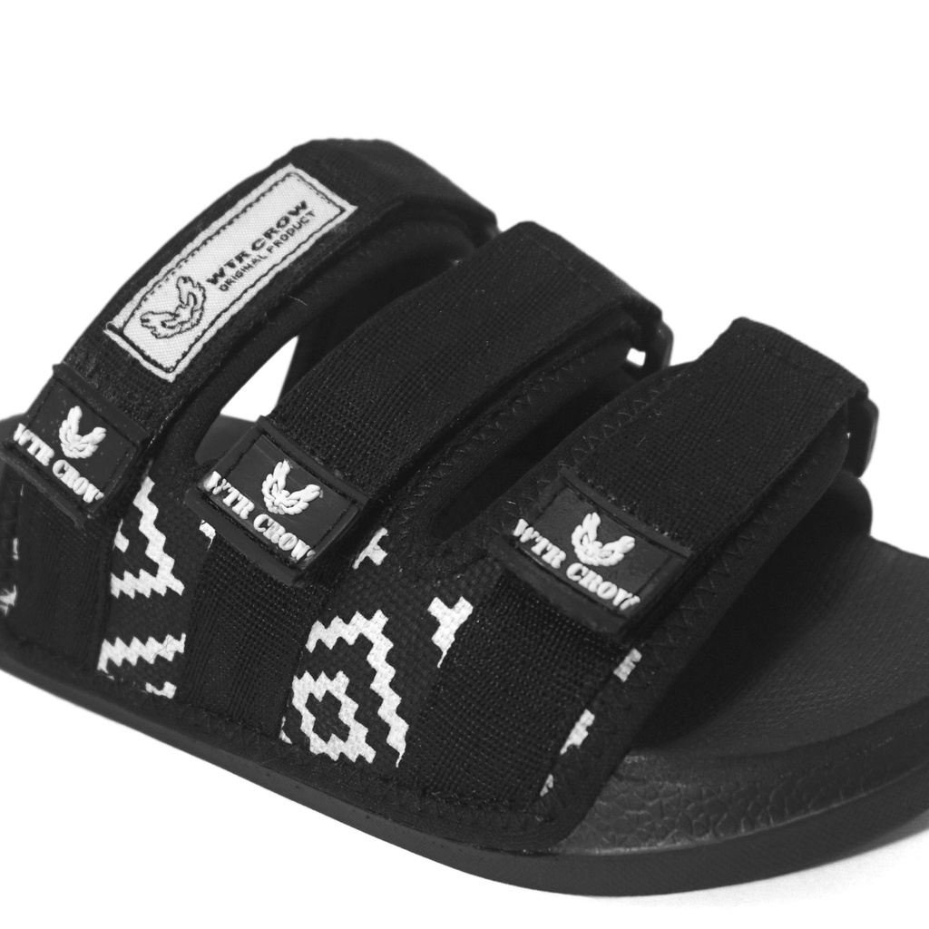 Sandal Slide Slop Anak Laki Laki Unisex Canvas Motif Batik WTR Crow Combet Kids