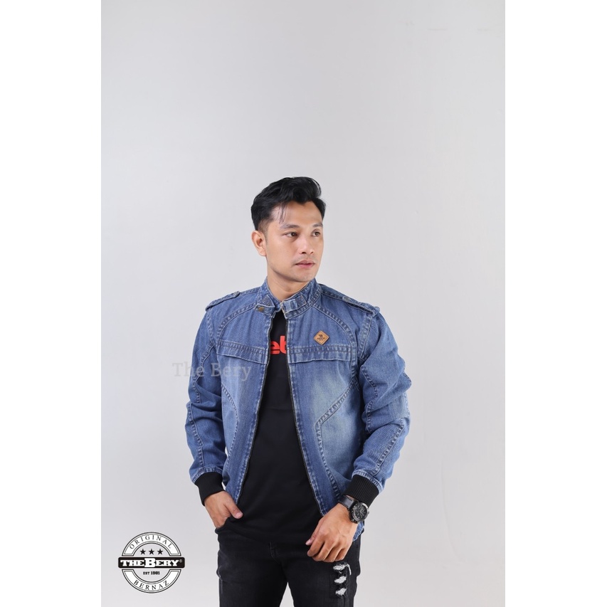 TURUN HARGA ! Jaket Jeans Pria Logo Kulit Scoder The Berry - Jaket Denim Pundak Terlaris - Jaket Cowok Terbaru - Jaket Denim Termurah