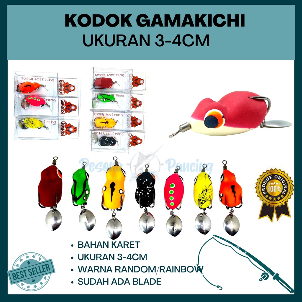 Kodok Karet GAMAKICHI SOFT FROG Udah Ada Kail UKURAN 3-4CM