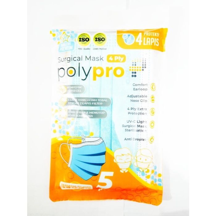

MASKER / POLYPRO MASKER EARLOOP SURGICAL 4PLY ISI 5 PP-MKA03