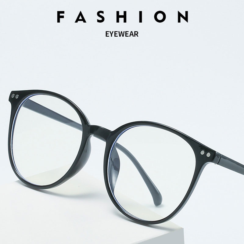 COD Kacamata Korea Wanita Kacamata Anti Radiasi Wanita Fashion Cat Eye retro flat Eyeglasses - PD