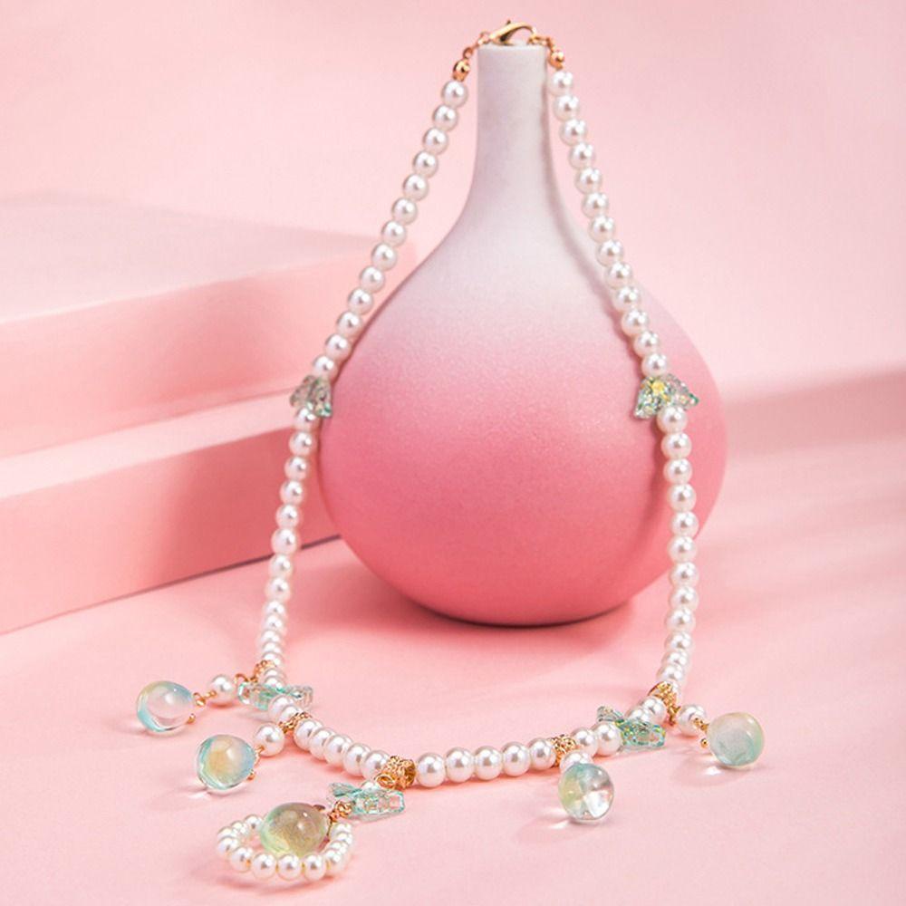 Mxbeauty Wanita Hanfu Kalung Hadiah Teman Elegan Kupu-Kupu Untuk Perempuan Rantai Mutiara Gaya Cina Perhiasan Leher