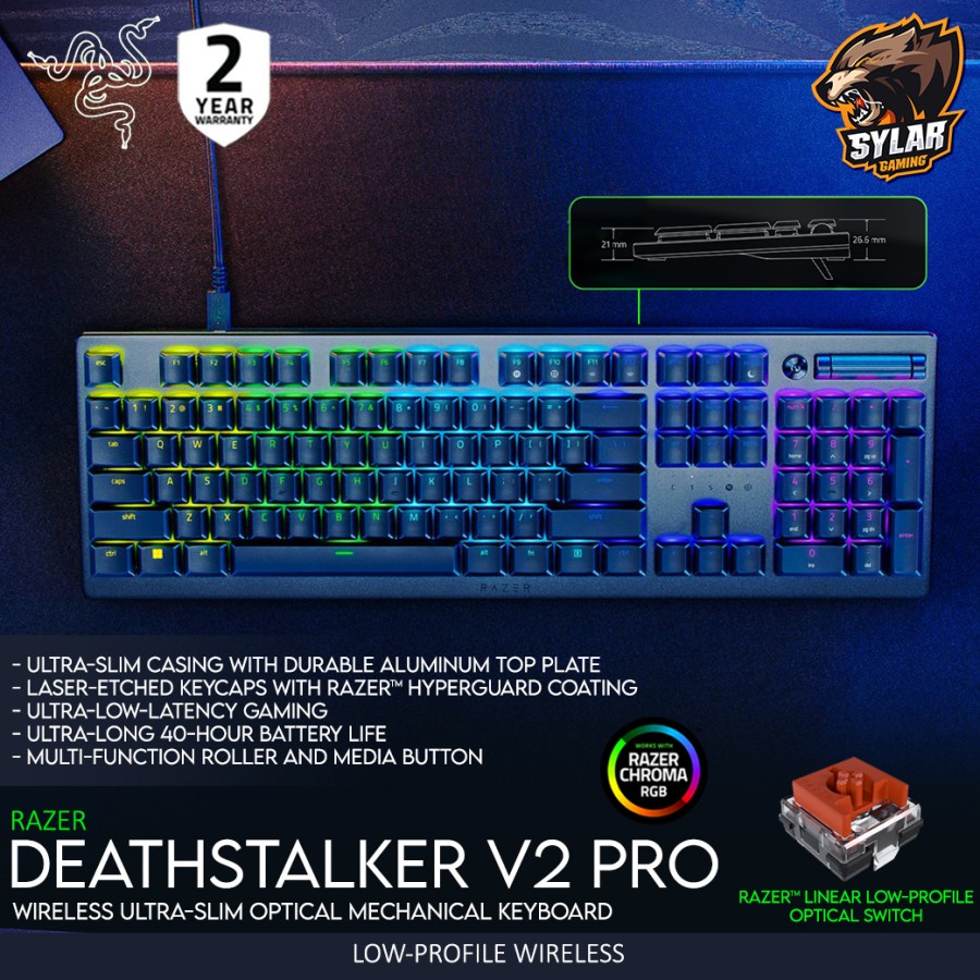 Razer DeathStalker V2 Pro Low Profile Wireless Gaming Keyboard