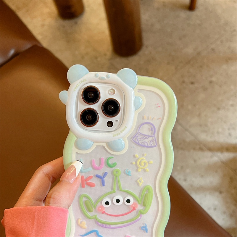 Case Pelindung Lensa Motif Tiga Mata Monster Kecil Tahan Banting Untuk iPhone 14 13 12 11 Pro Max X Xr Xs Max 7 8 6 6s Plus SE 2020