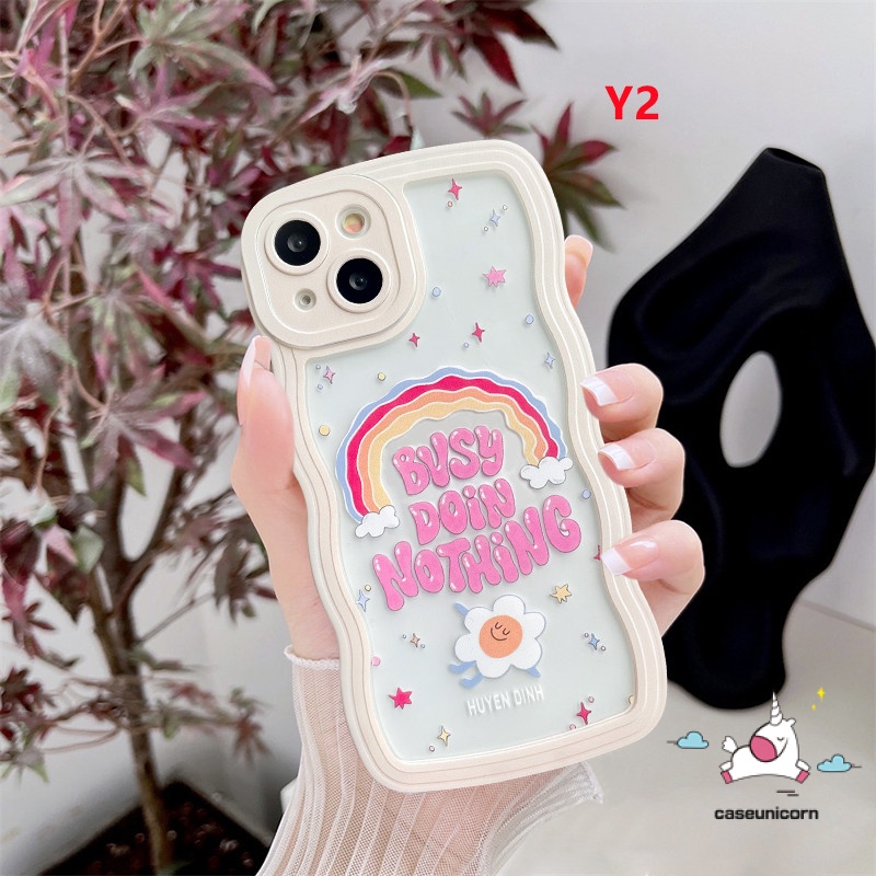 Casing Oppo A17 A57 A78 A15 A95 A55 A17K A77s A77 A3s A16K A96 A54 A74 A76 A16 A12 A1K A15s A7 A5s F9 A16E A53 A9 A5 A16s A52 Reno 8T 7z 8z 5huruf Pelangi Lembut Bergelombang Tepi Sarung