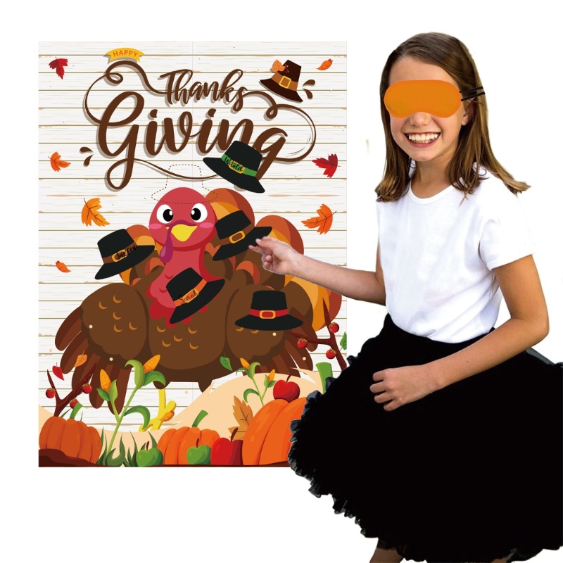 Zzz 24pcs / Set Mainan Stiker Topi + Pin + Kalkun Untuk Aktivitas Anak / Pesta Thanksgiving DIY