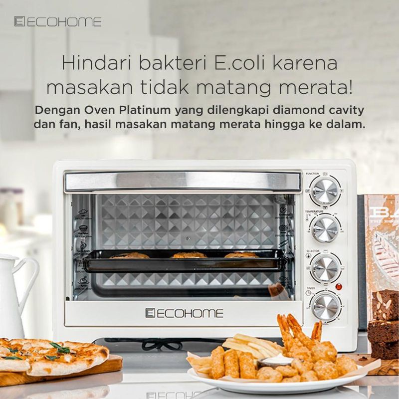 ECOHOME ELECTRIC OVEN DAN AIR FRYER EOP-888 LOW WATT 38LT